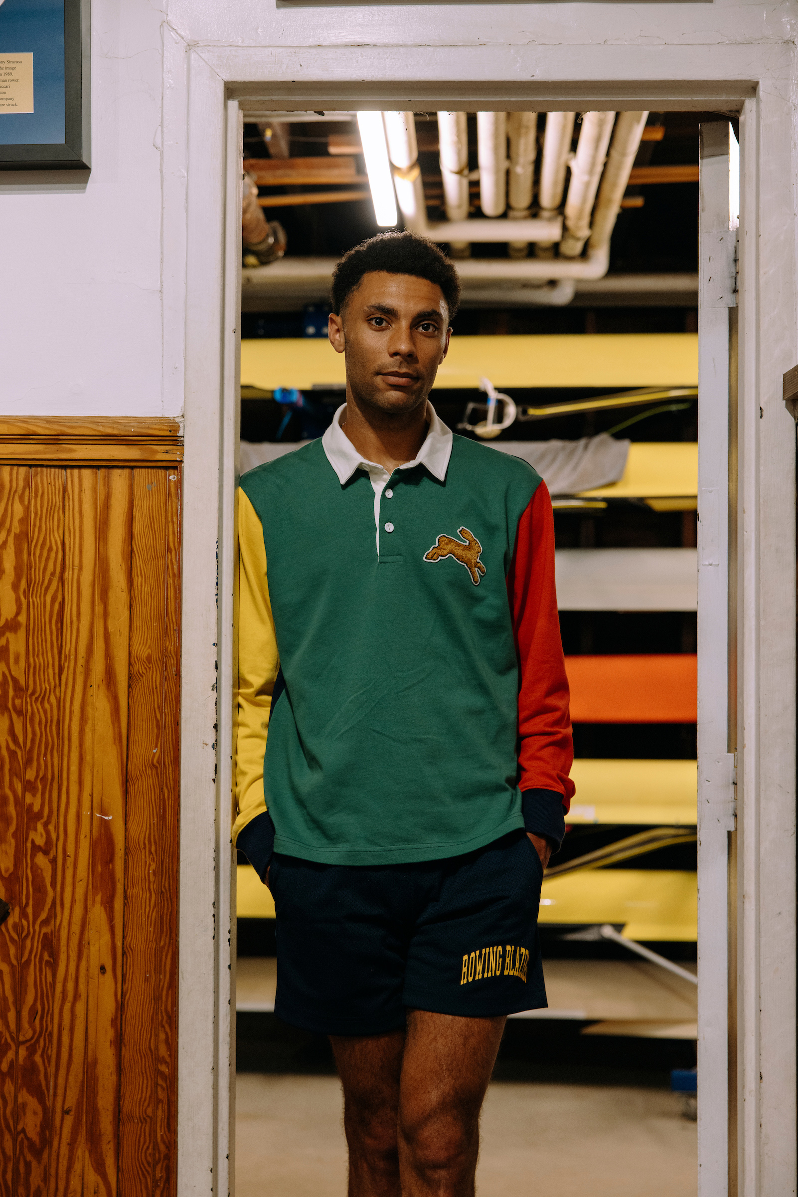 【Sサイズ】rowing blazers ラグビーシャツ Rowing Blazers Orange/ Green Block Rugby Shirt